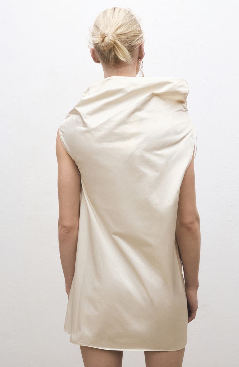 MANGO Asymmetric Draped One-Shoulder Dress, Alternate, color, Ecru