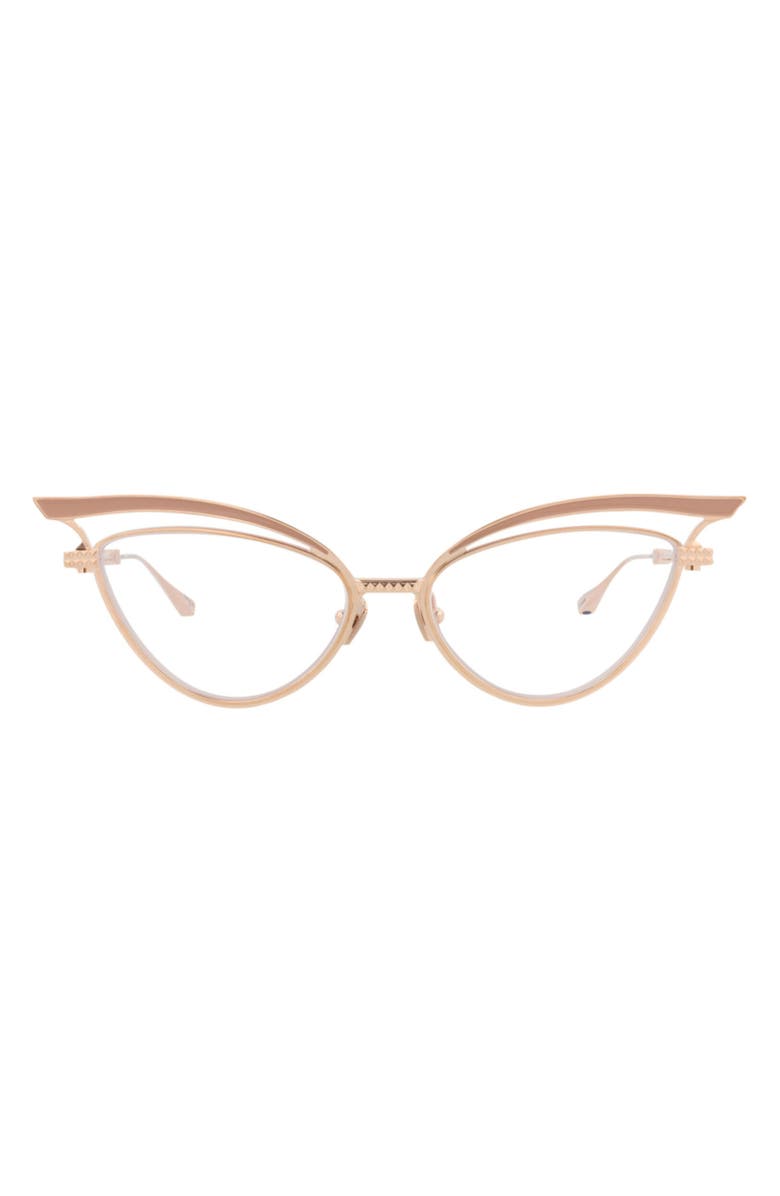 Valentino 55mm Cat Eye Optical Glasses, Main, color, Rose Gold Transparent