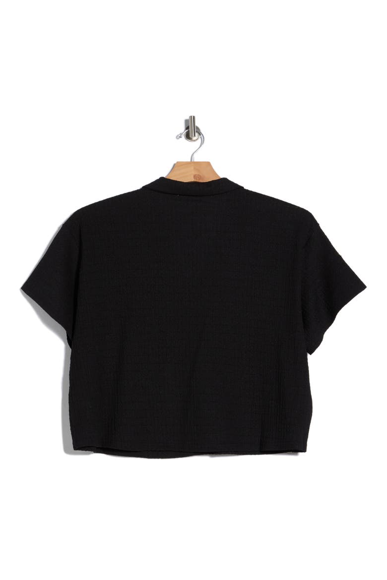 Short Sleeve Knit Button-Up Shirt, Alternate, color, P897 BLACK