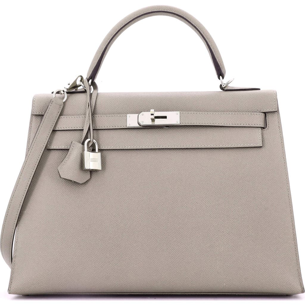 Pre-owned Hermes Hermes Kelly Handbag Grey Epsom With Palladium Hardware 32 In Gray