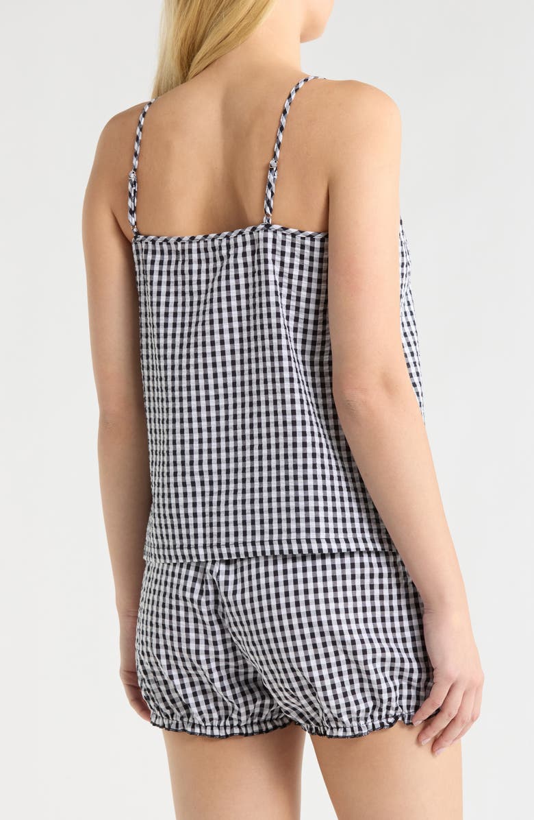 French Connection Gingham Seersucker Cami & Bloomer Short Pajamas, Alternate, color, Utility Blue Combo