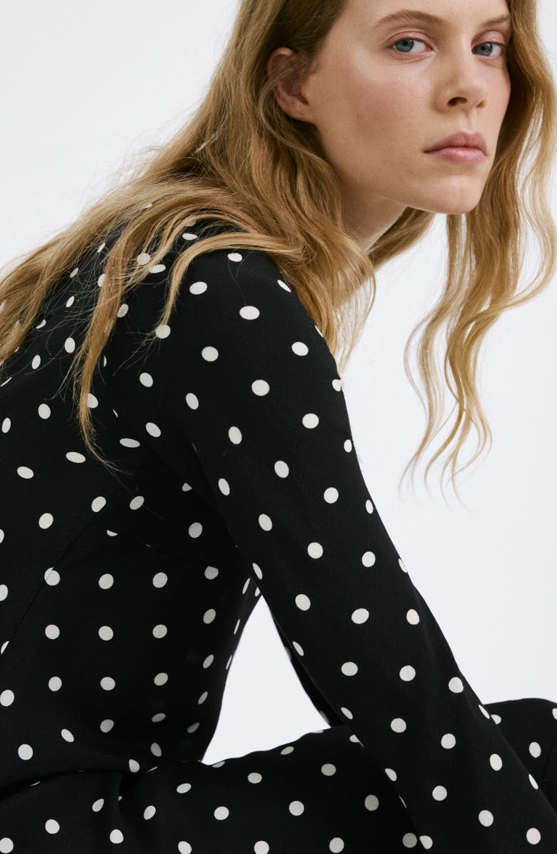 MANGO Dot Long Sleeve Maxi Dress, Alternate, color, 