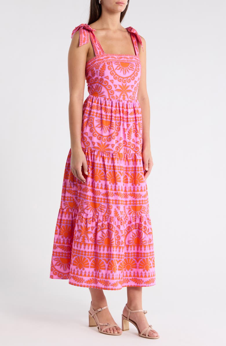 SUGARLIPS Tarie Emely Tiered Cotton Maxi Dress, Alternate, color, Pink-Orange