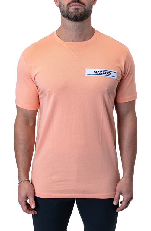 Maceoo Baron Peachpink Logo Patch Stretch Cotton T-shirt In Orange