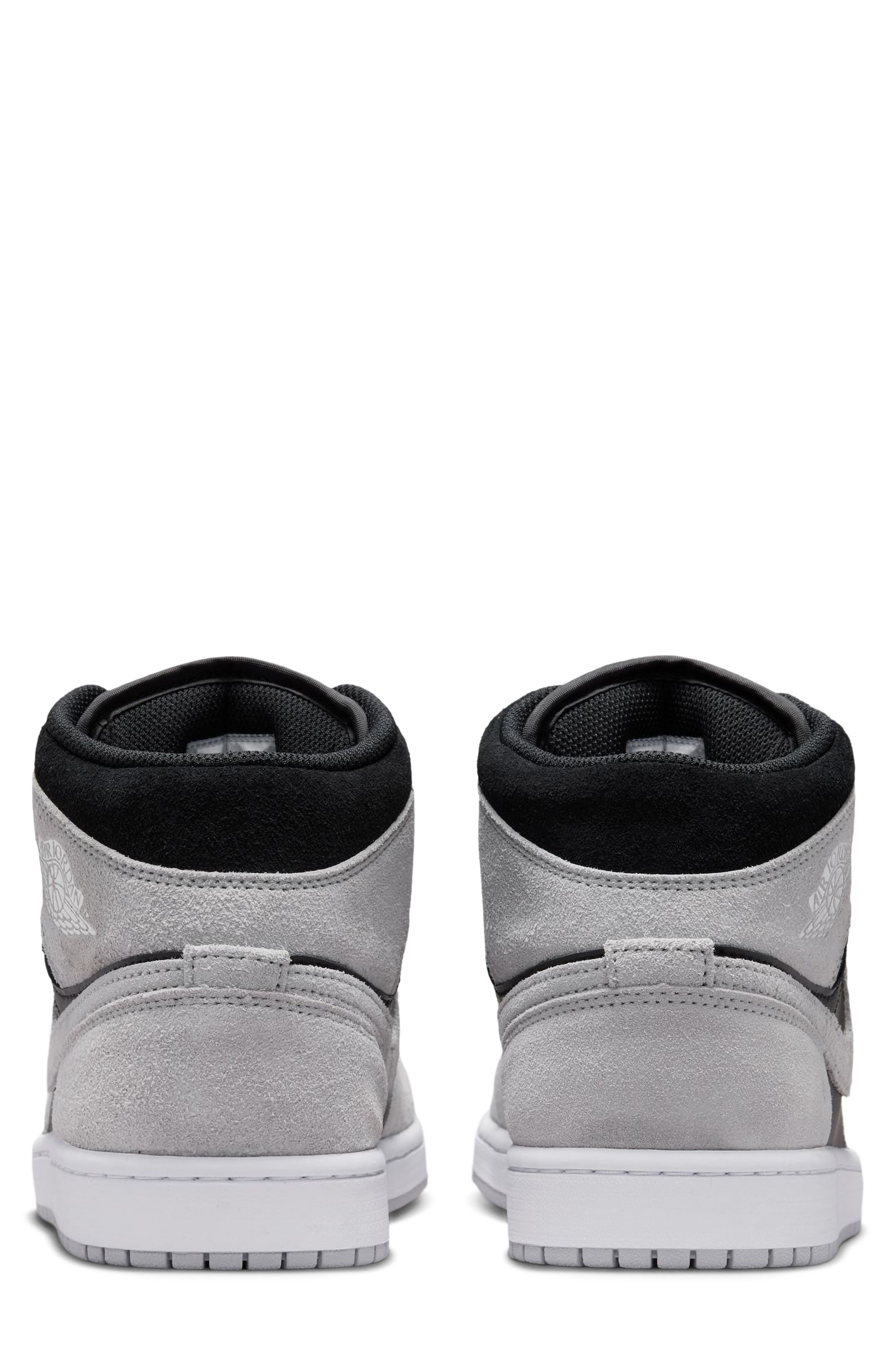 Air Jordan 1 Mid Basketball Sneaker, Alternate, color, LIGHT SMOKE GREY SUEDE/ BLACK