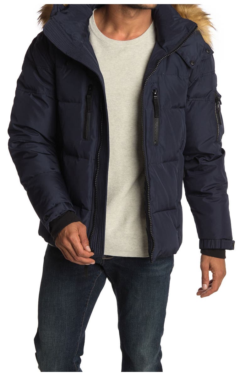 S13 Telluride Faux Fur Trim Hooded Down Puffer Jacket, Main, color,