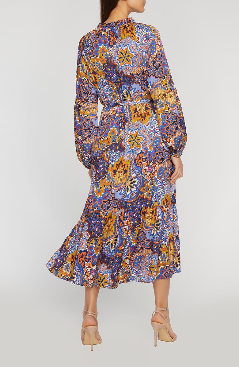 Elie Tahari The Sienna Print Long Sleeve Stretch Silk Maxi Dress, Alternate, color, 