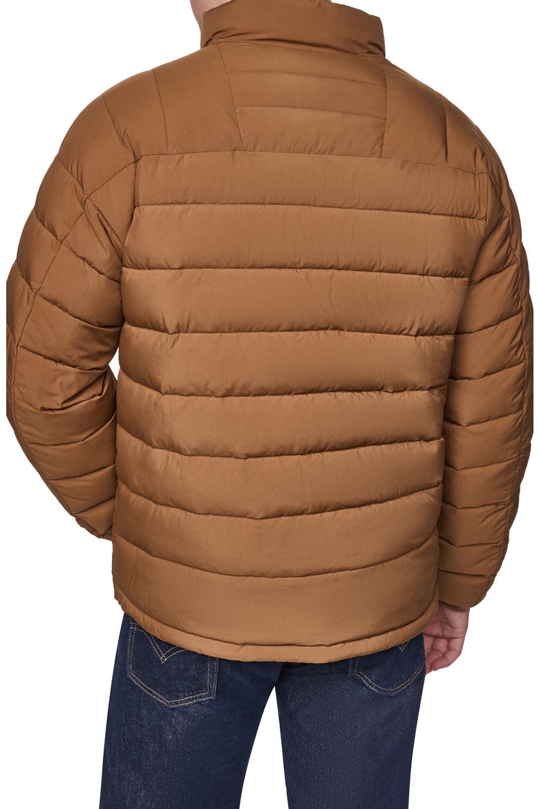 Stand Collar Puffer Jacket, Alternate, color, BROWN