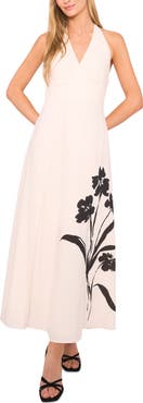 Halogen® Halter Neck Linen Blend Maxi Dress