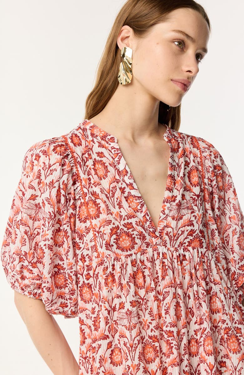 Poupette St Barth Aria Print Cotton Cover-Up Minidress, Alternate, color, Pink Victorian