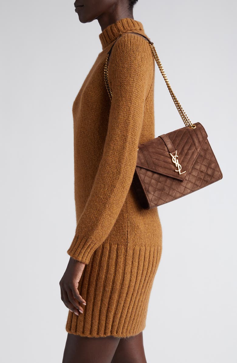 Saint Laurent Medium Envelope Suede Crossbody Bag, Alternate, color,