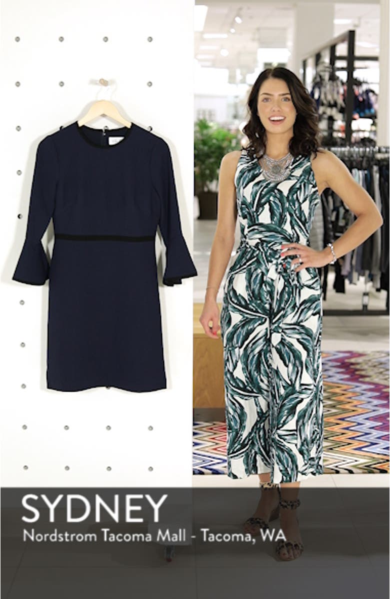 Eliza Piped Trim Bell Sleeve Fit & Flare Dress, sales video thumbnail
