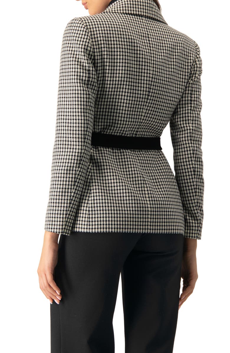 IVONNE Belted Checkered Blazer with Pockets, Alternate, color, Black