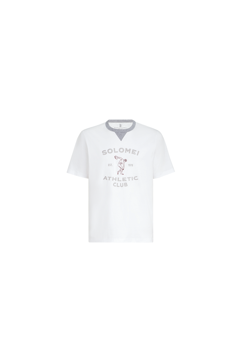 Cotton jersey crew neck T-shirt with print, Alternate, color, White
