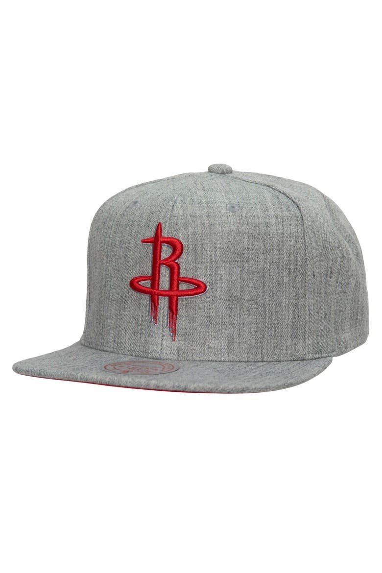 Men's Mitchell & Ness Heather Gray Houston Rockets Hardwood Classics 2.0 Snapback Hat, Main, color, Heather Gray
