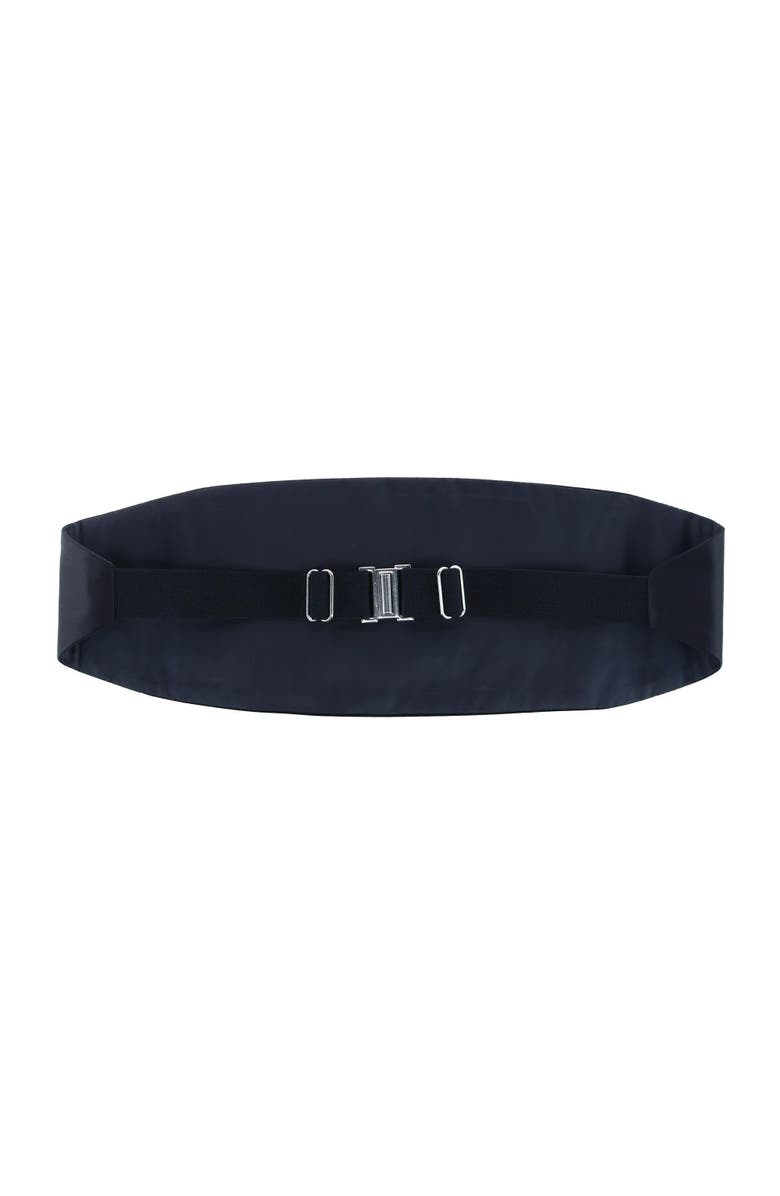 Trafalgar Sutton Solid Color Silk Cummerbund & Bow Tie Bundle, Alternate, color, Black