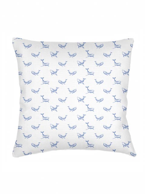 Whale Watch Linen Pillow with Down Insert