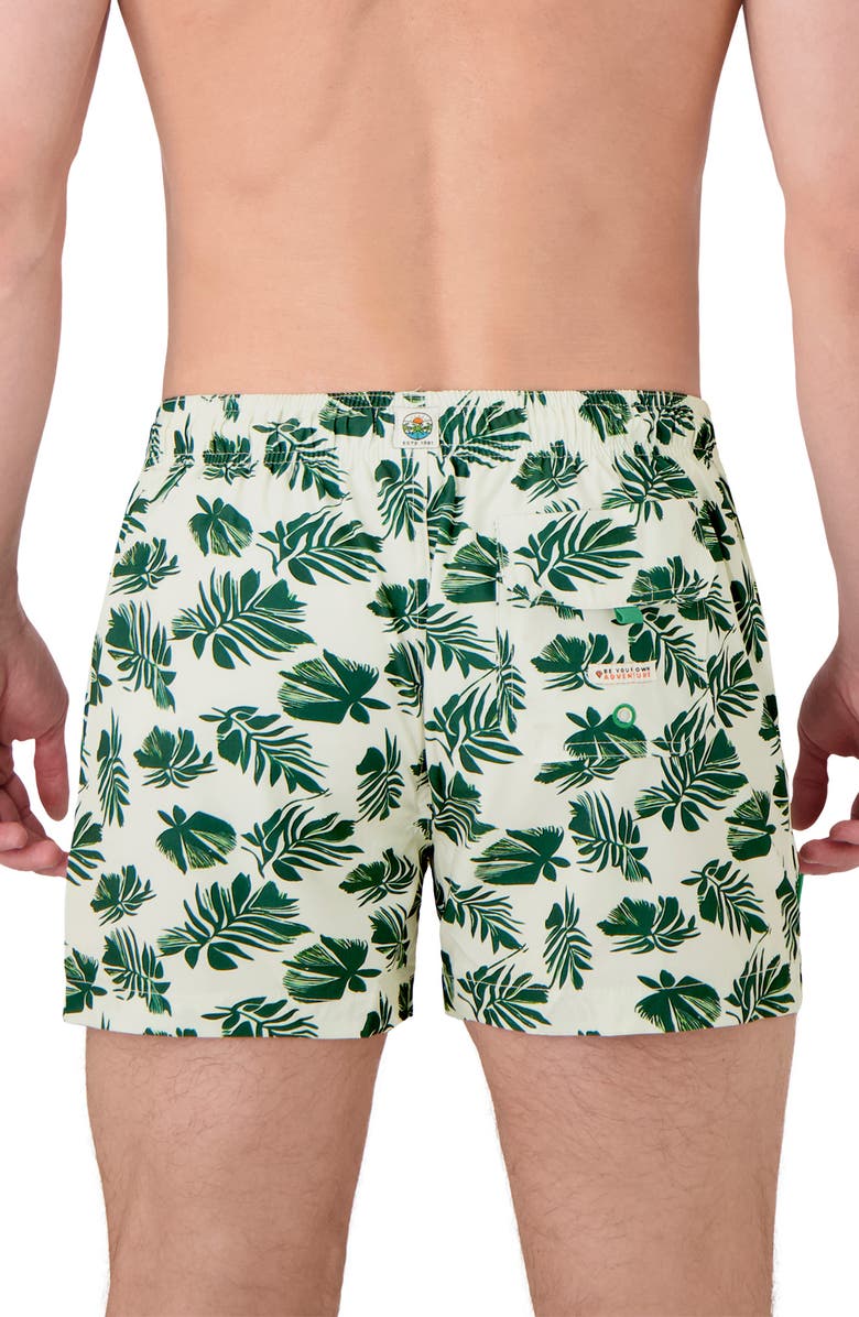 Sunset x Vine Leaf Print Swim Trunks, Alternate, color, Linen
