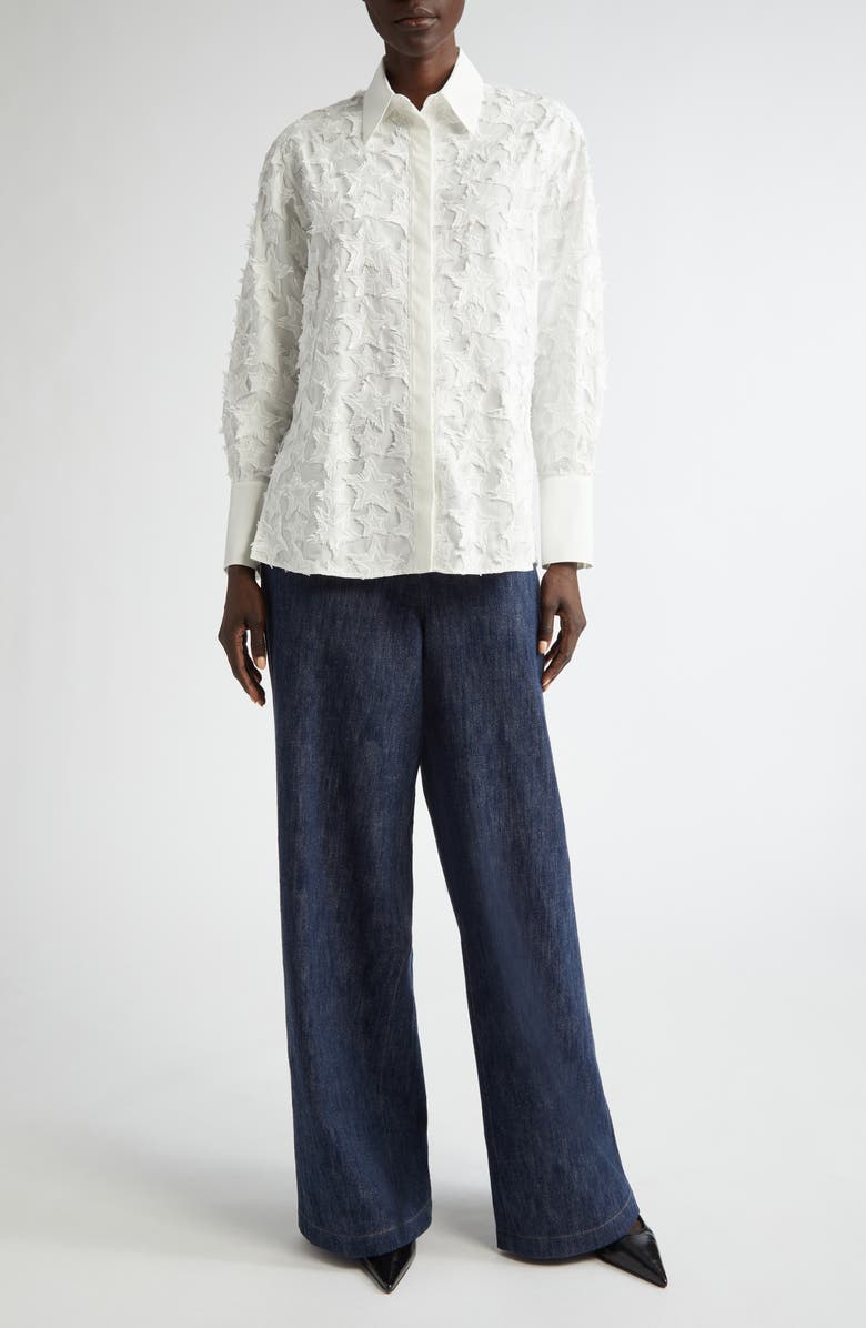 Akris punto Cooper High Waist Wide Leg Cotton & Wool Blend Jeans, Alternate, color, Black