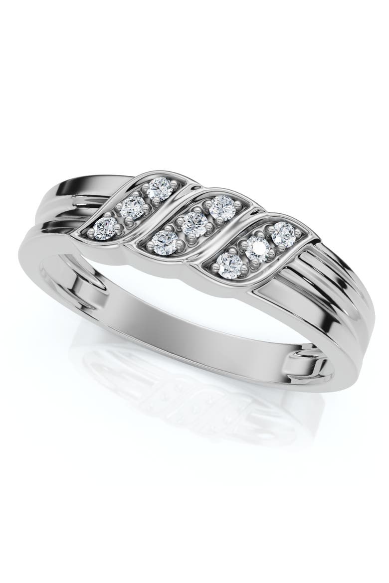 Men's Diamond Ring 14k Gold Wedding Ring 9-Stone Lab Grown, Alternate, color, 14k White Gold