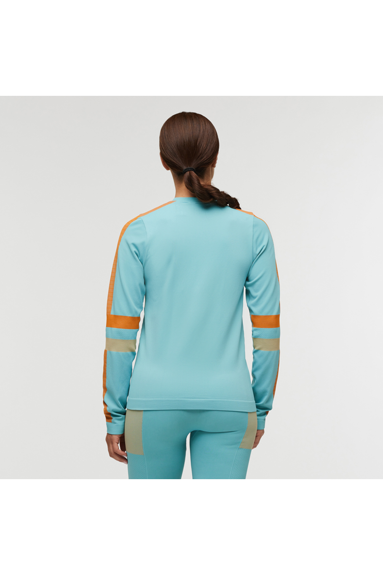 Debajo Seamless Baselayer Crew - Women's, Alternate, color, Bluebird Stripes