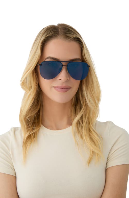 Diff Tahoe 65mm Oversize Aviator Sunglasses In Black/midnight Mirror