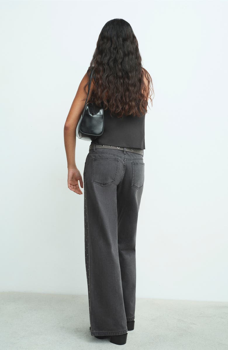 MANGO TEEN Rhinestone Detail Jeans, Alternate, color, Black Denim