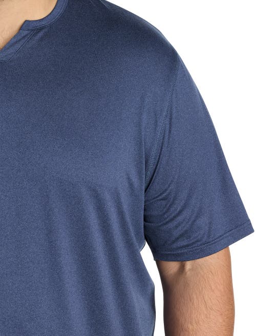 Harbor Bay By Dxl Big & Tall Moisture-wicking Henley T-shirt In Navy Heather