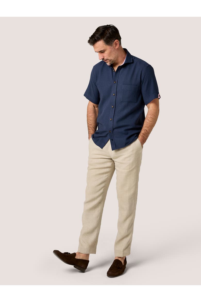Cotton Short Sleeve Sack Weave Shirt, Alternate, color, Navy