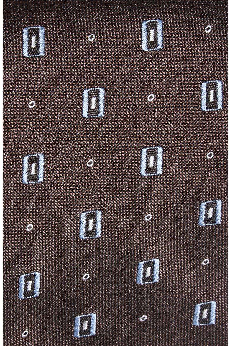 Geometric Jacquard Silk Tie, Alternate, color, MEDIUM BROWN