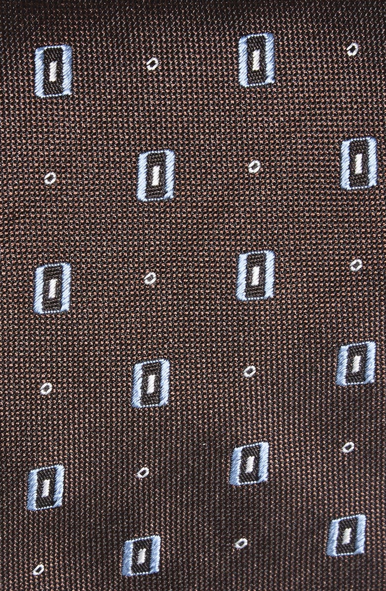 BOSS Geometric Jacquard Silk Tie, Alternate, color, Medium Brown