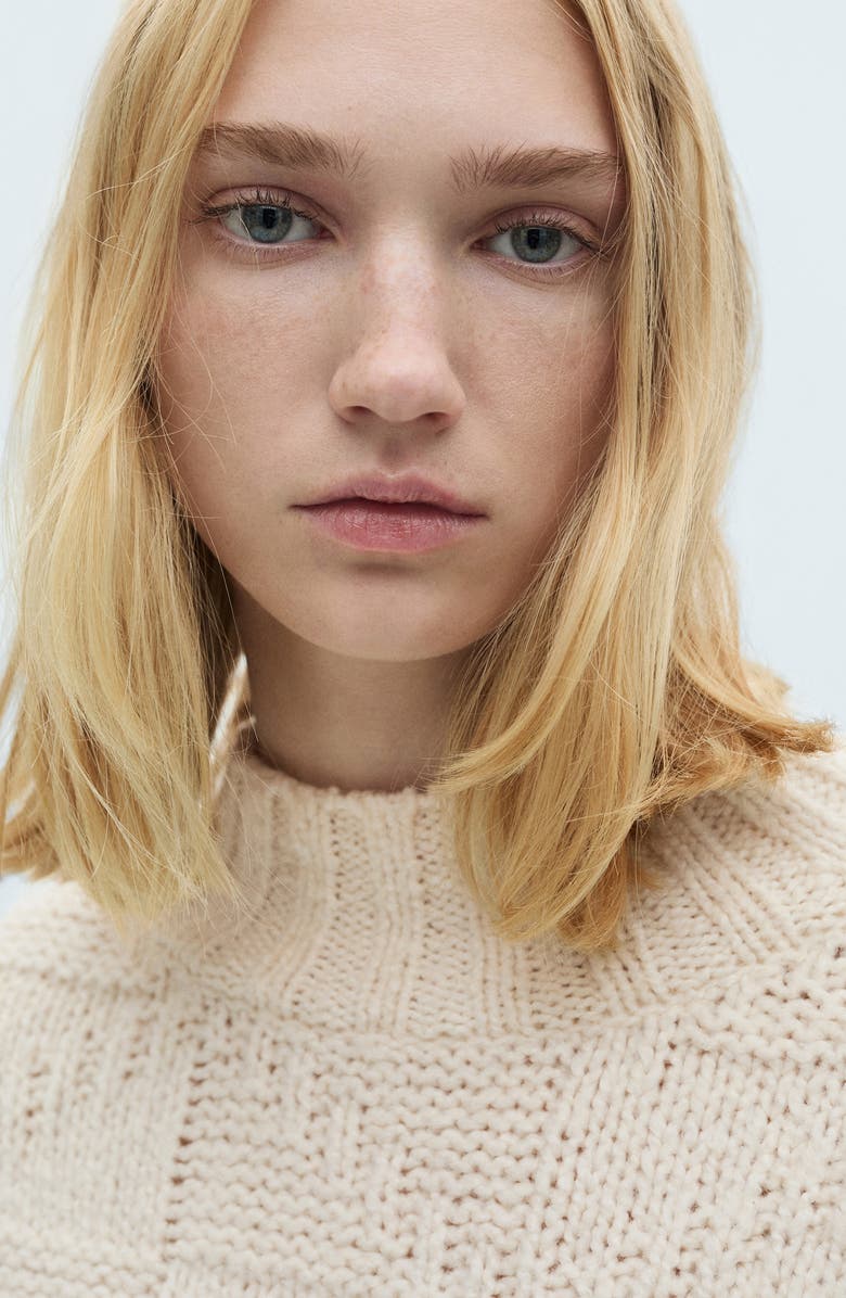 MANGO Perkins Chunky Knit Mock Neck Sweater, Alternate, color,