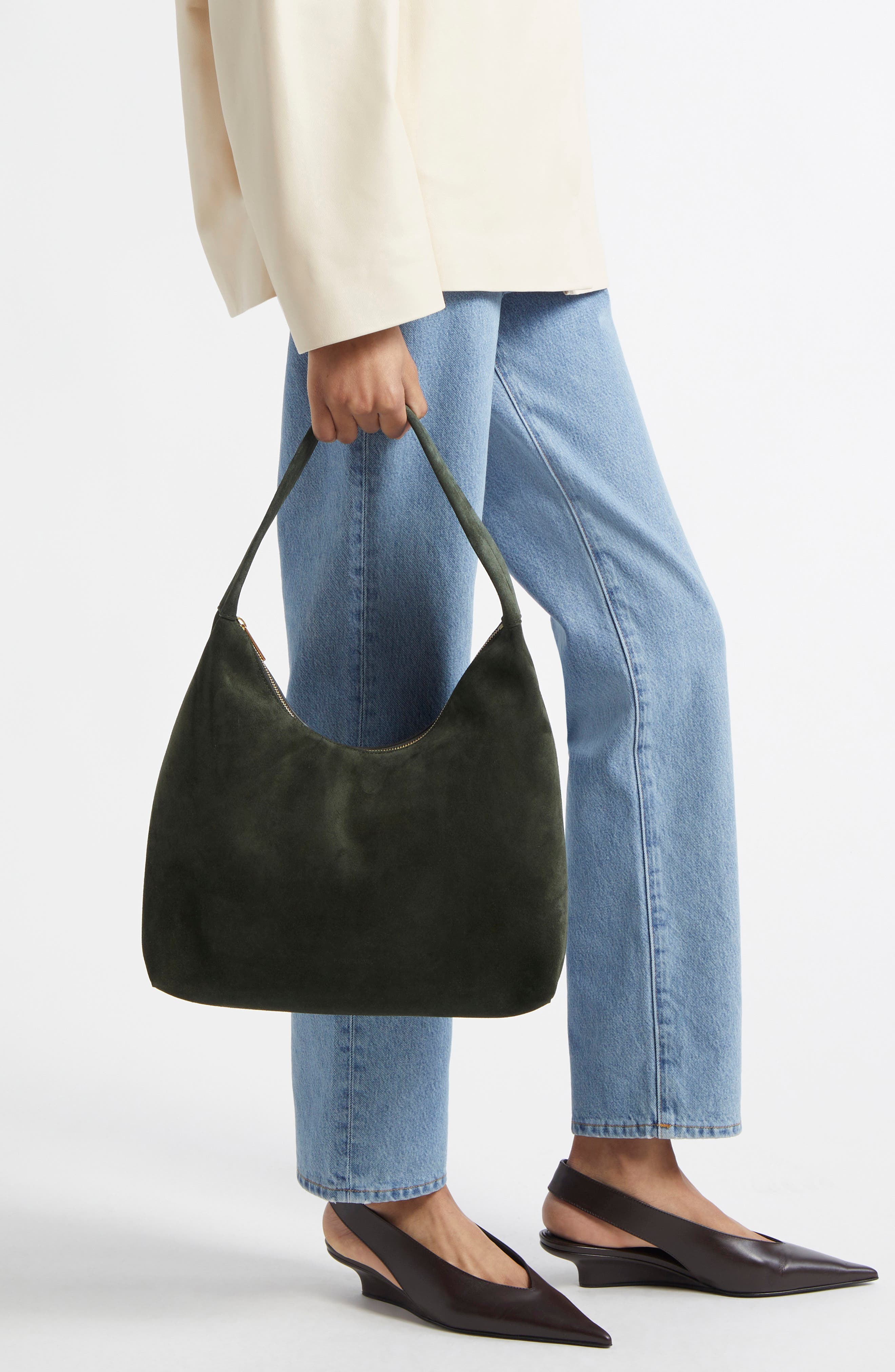 Candy Suede Shoulder Bag, Alternate, color, MOSS