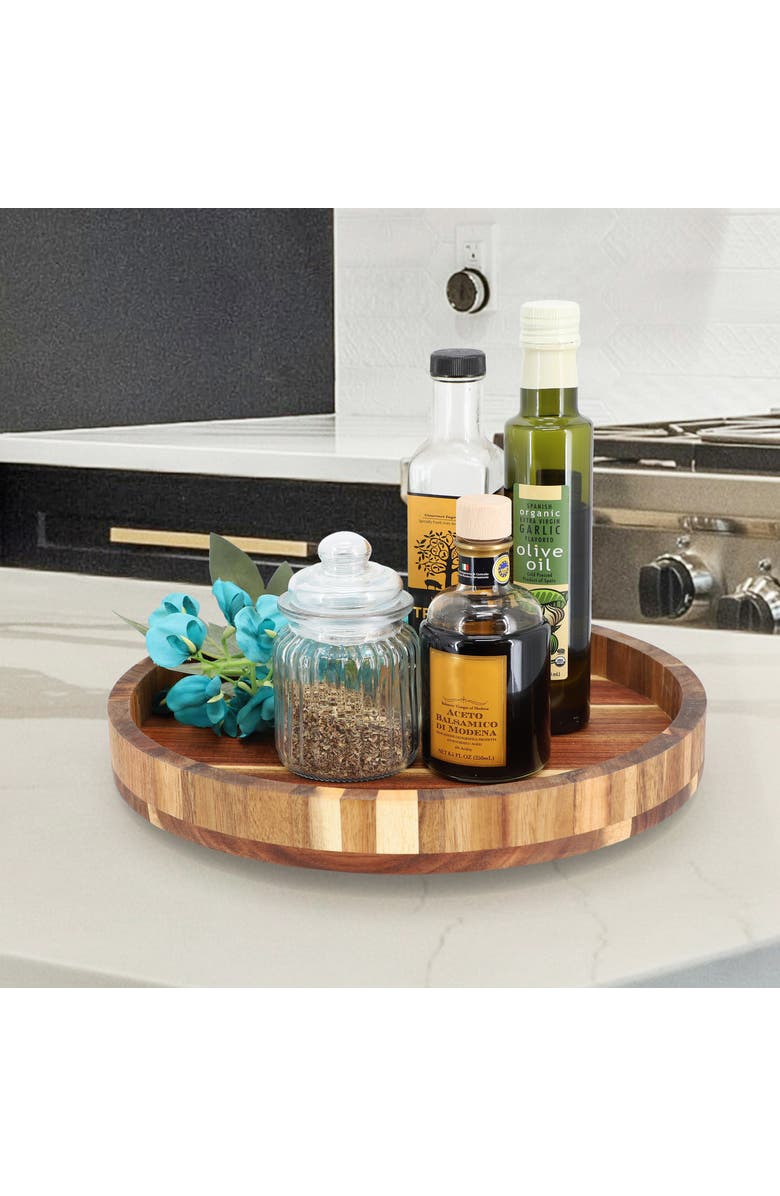 Megachef 13 Inch Acacia Wood Lazy Susan Tray, Alternate, color, Acacia
