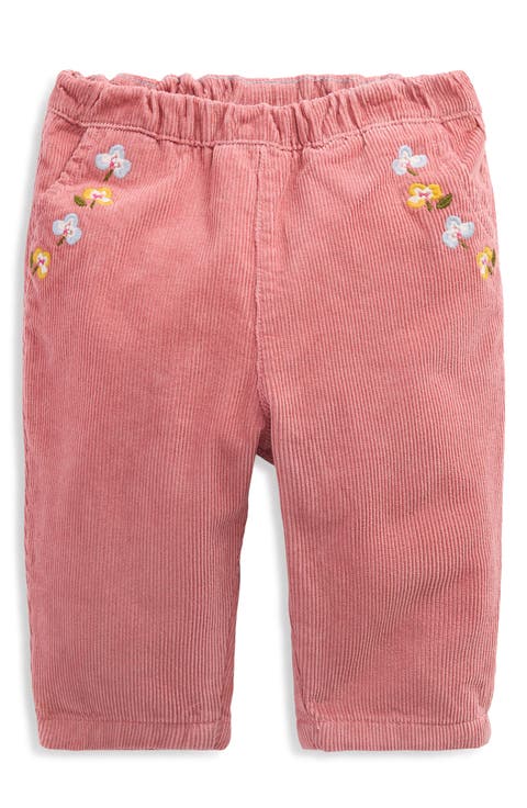 Embroidered Cotton Corduroy Pants