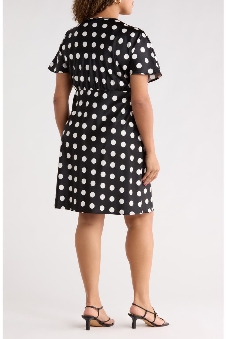 Deep V-Neck Polka Dot Dress, Alternate, color, BLACK