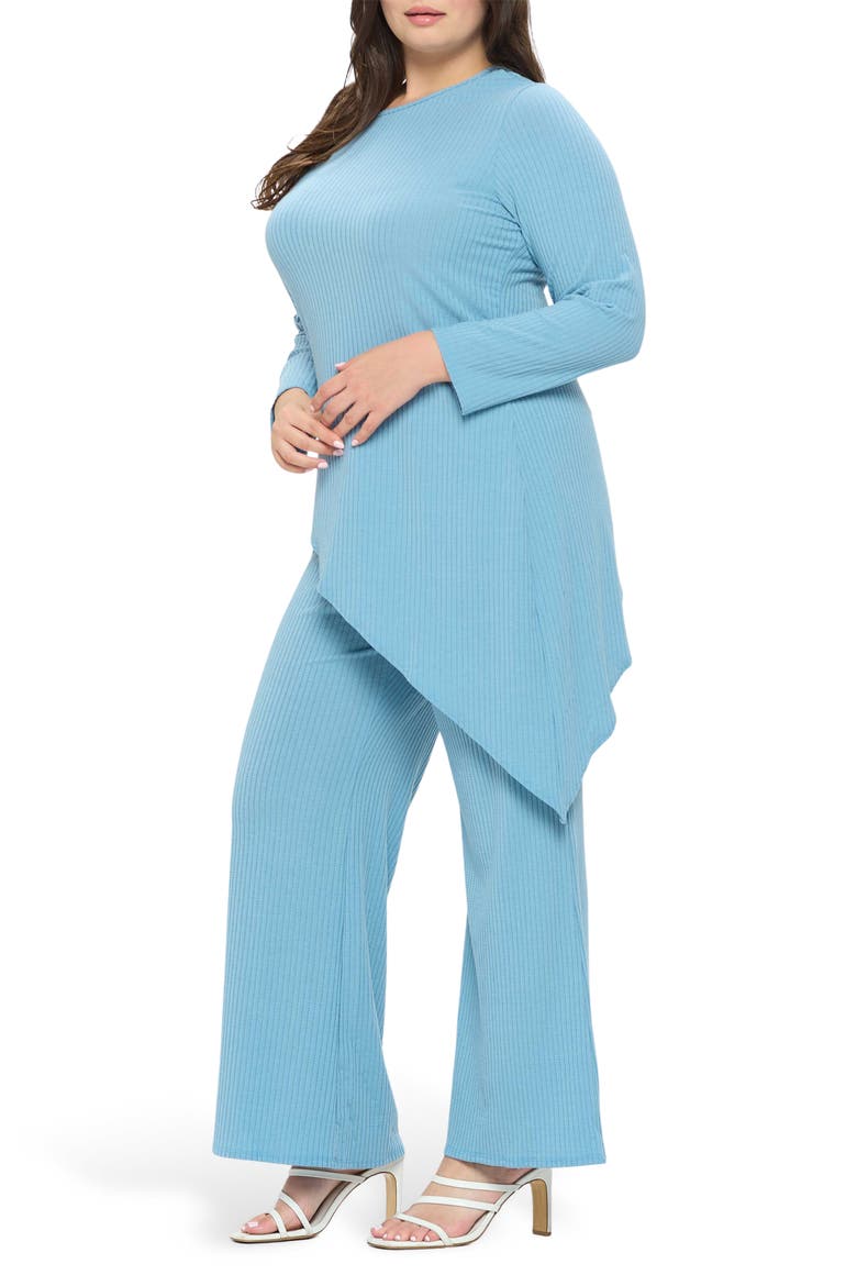 Gianna Asymmetric Top & Pants Set, Alternate, color, DENIM