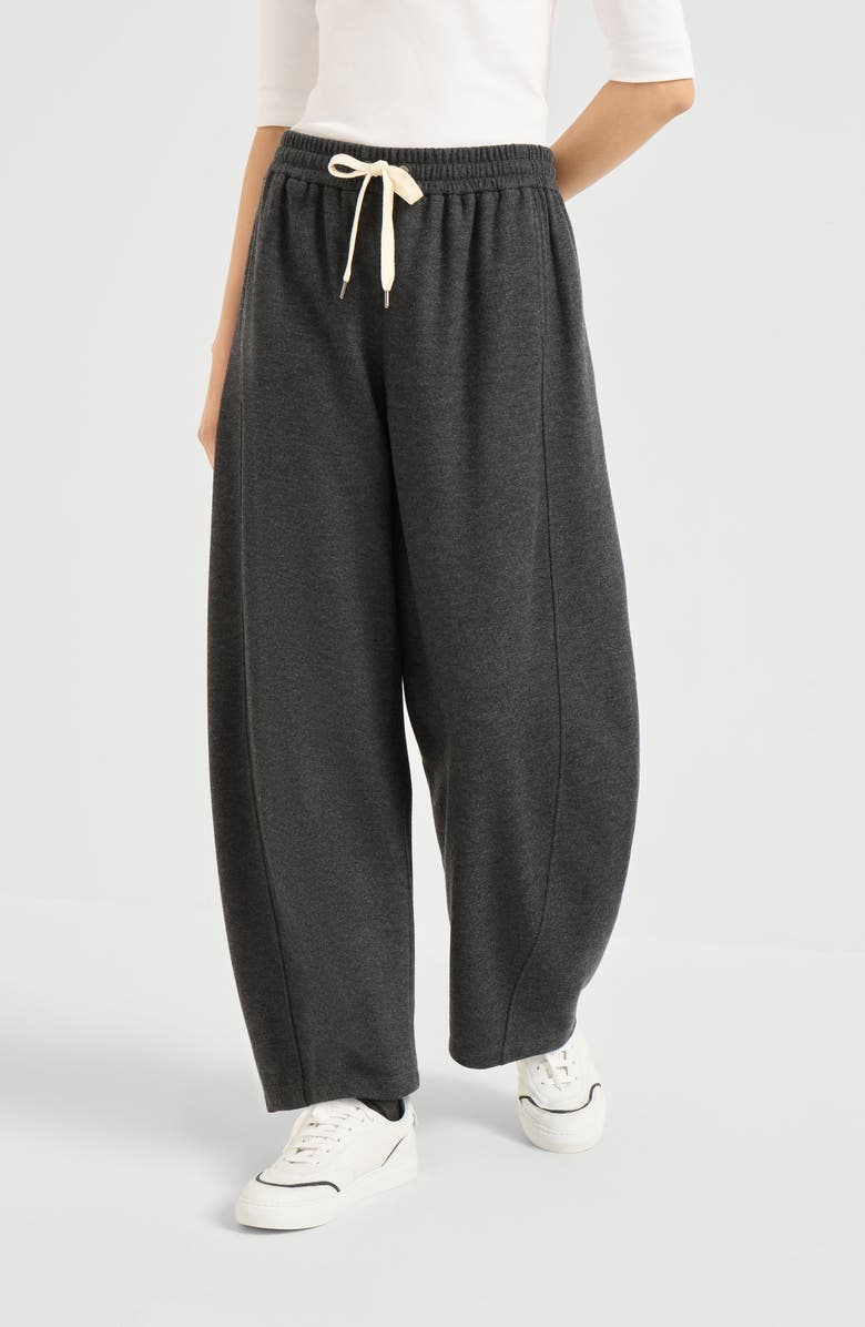 Brunello Cucinelli Double jersey track trousers, Alternate, color, Dark Grey