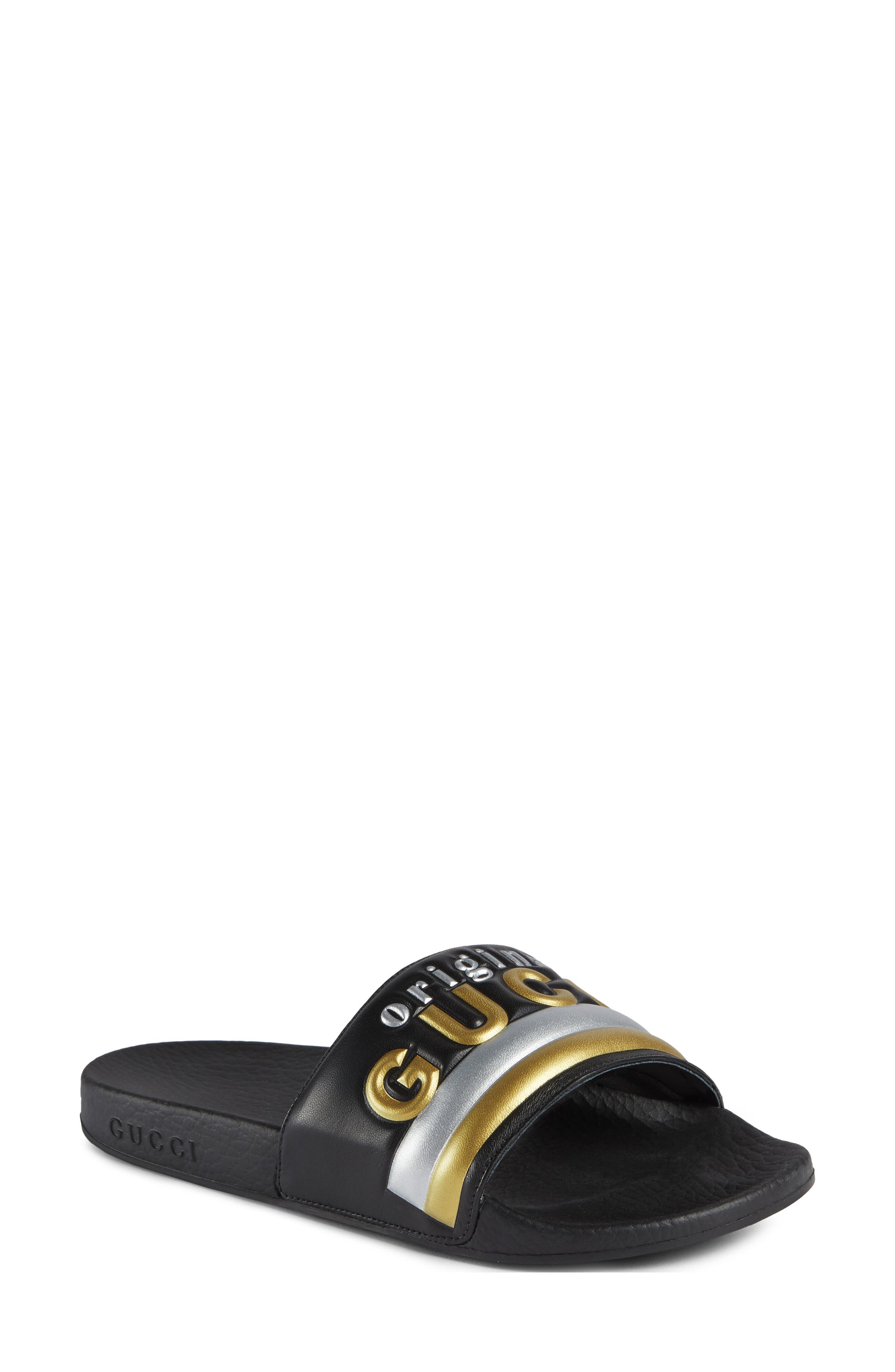 Gucci Pursuit Original Logo Slide Sandal, Main, color, 