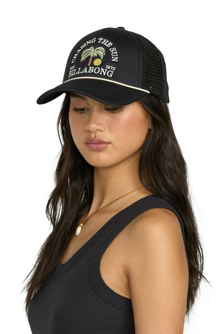 Across Waves Trucker Hat, Alternate, color, BLACK