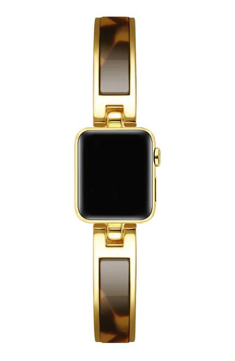 Posh Tech Addison Stainless Steel & Resin Apple Watch<sup>®</sup> Bracelet Watchband, Alternate, color, Gold/ Tortoise