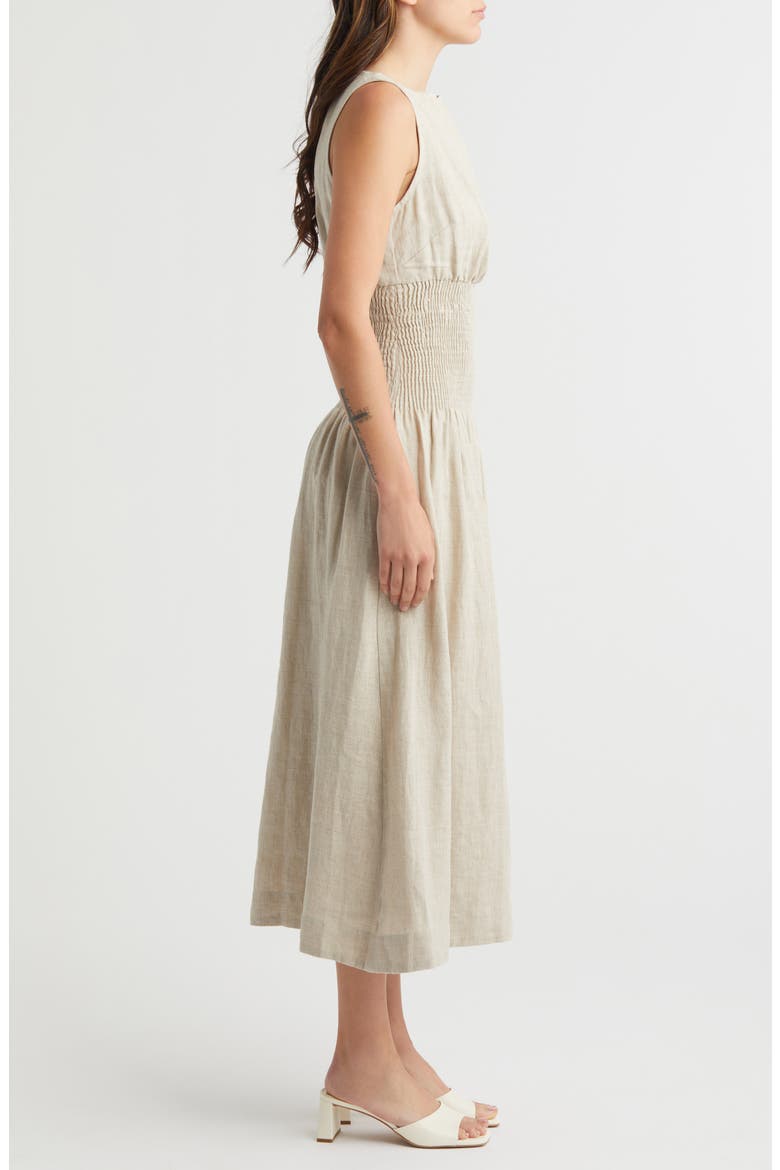 La Canella Linen Midi Dress, Alternate, color, NATURAL