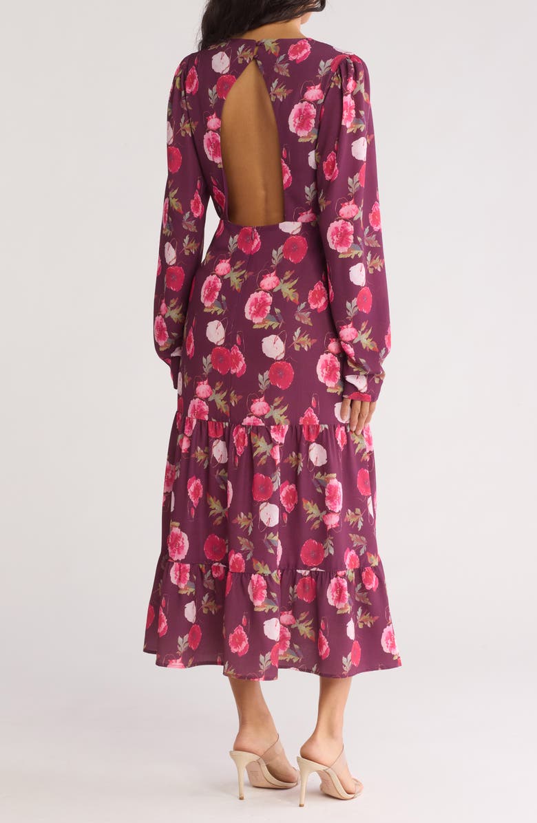 AREA STARS Bouquet Long Sleeve Maxi Dress, Alternate, color, Burgundy