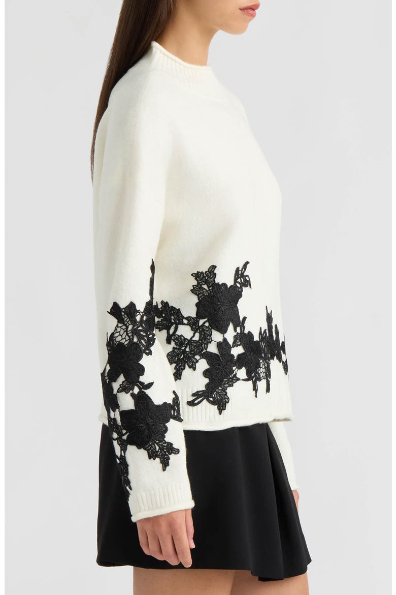 Mock Neck Lace Appliqu Sweater, Alternate, color, MARSHMALLOW