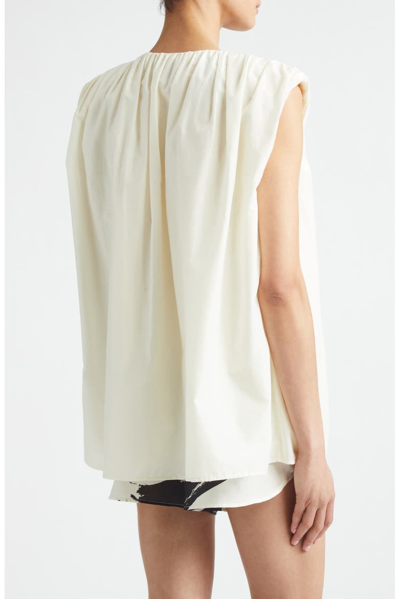 Anca Gathered Sleeveless Cotton & Silk Voile Button-Up Top, Alternate, color, IVORY