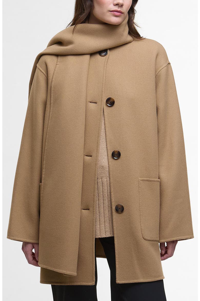 Clementine Scarf Detail Wool Blend Coat, Main, color, CAMEL