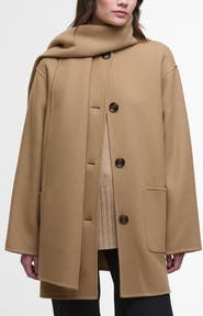 Barbour Clementine Scarf Detail Wool Blend Coat
