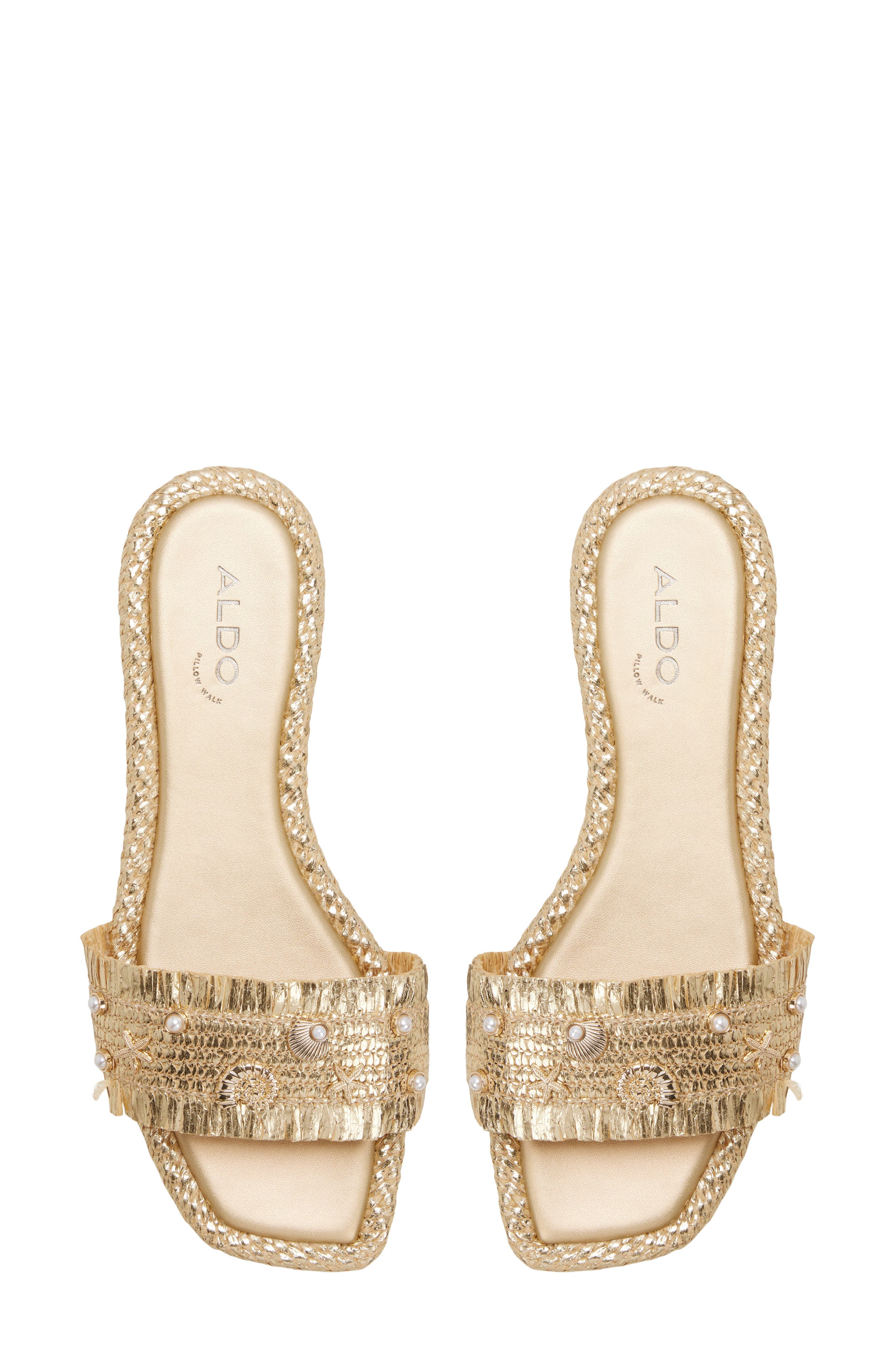 ALDO Aurana Embellished Slide Sandal, Alternate, color, Gold