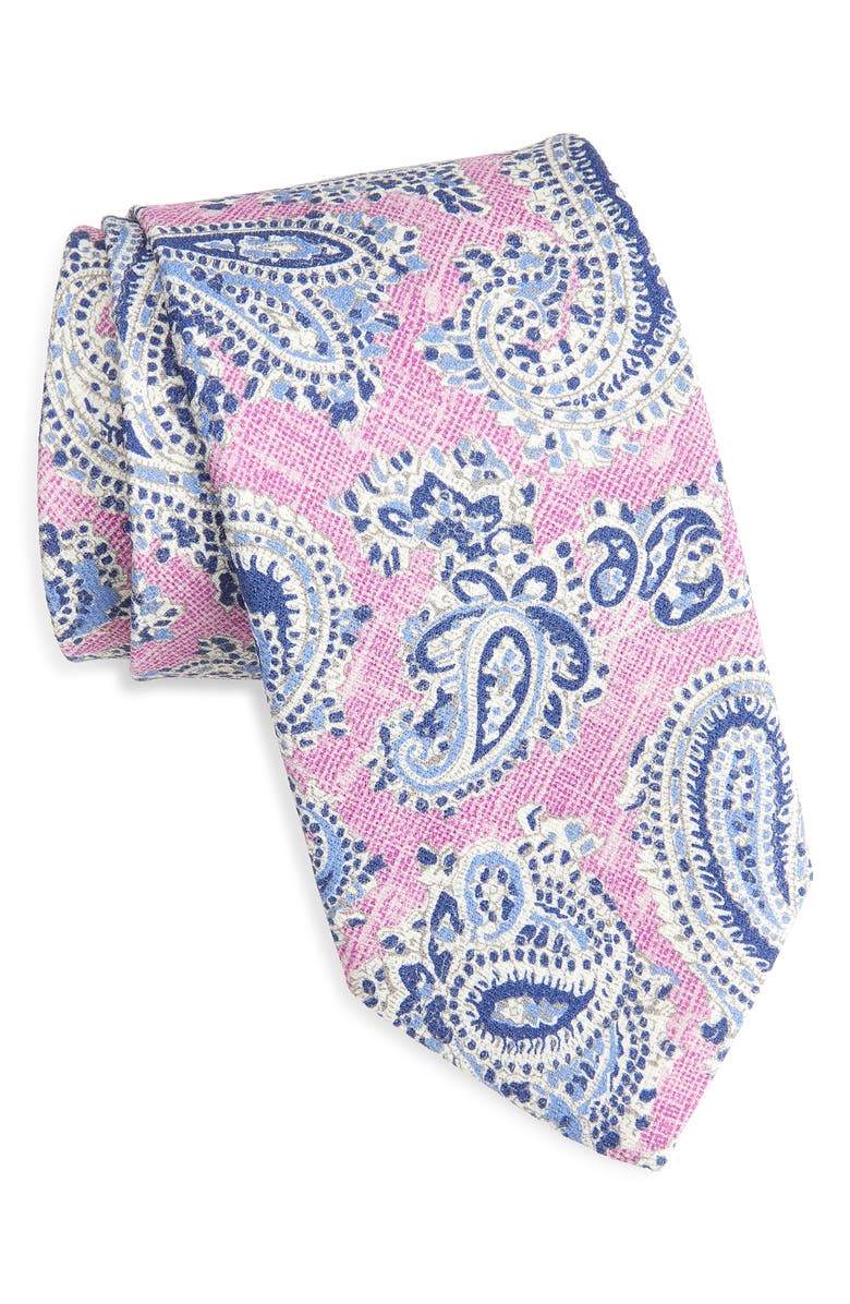 David Donahue Paisley Silk Tie, Main, color, Pink