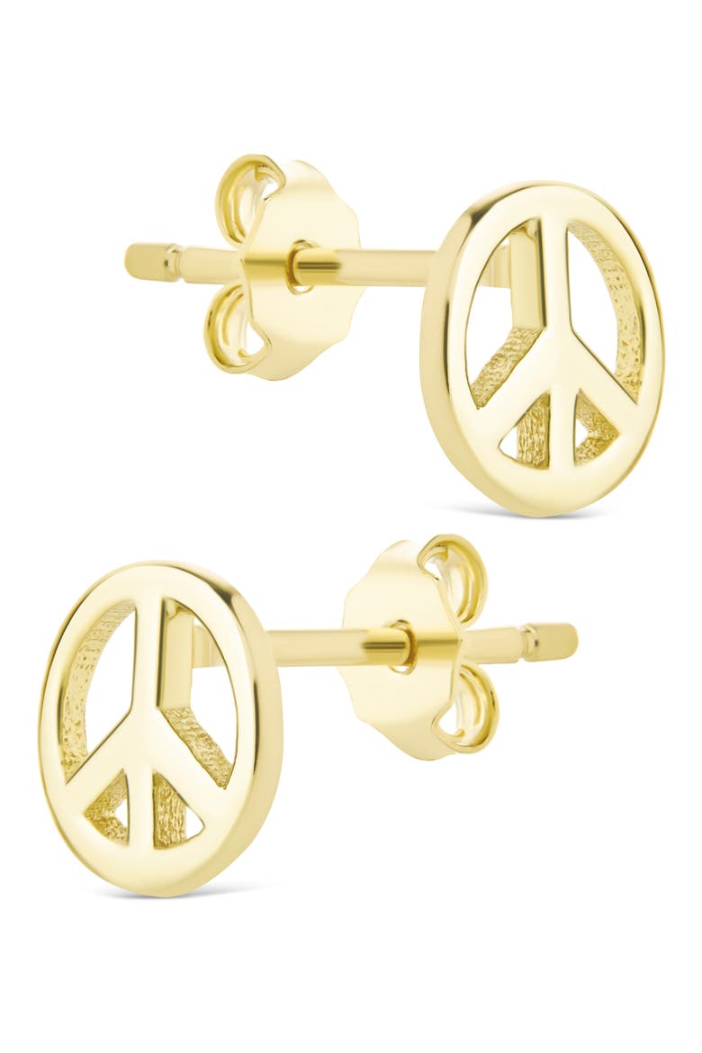 Peace Sign Stud Earrings, Alternate, color, GOLD